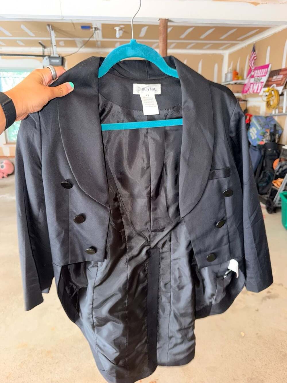 Chic Star Double Breasted Tailcoat Size 42 Black Tuxedo Jacket